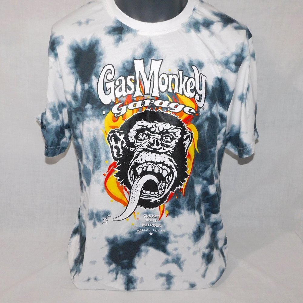 Gas Monkey Garage Dallas Texas White Black Tie Dye T Shirt Mens L